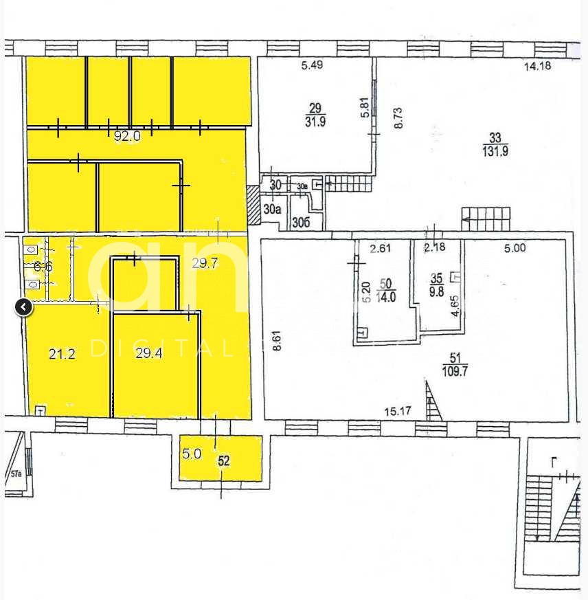 Планировка офиса 195.7 м², 1 этаж, БЦ «Товарищество Рябовской Мануфактуры, фаза 1»